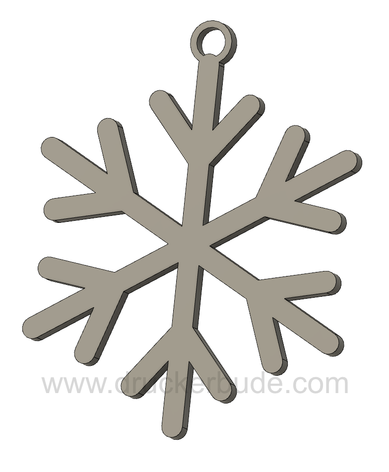 Eine Schneeflocke aus dem 3D-Drucker um sie als Weihnachtsschmuck an den Tannenbaum hängen zu können.
